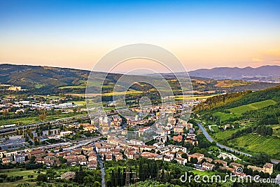 Orvieto, Italy - Panoramic view of lower Orvieto Scalo and Umbria region seen from historic old town of Orvieto Editorial Stock Photo