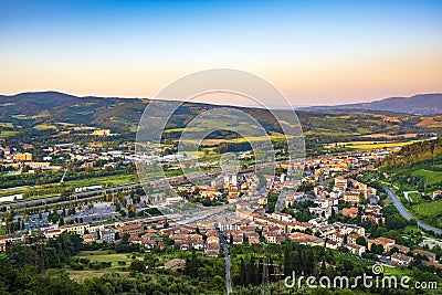 Orvieto, Italy - Panoramic view of lower Orvieto Scalo and Umbria region seen from historic old town of Orvieto Editorial Stock Photo