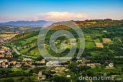 Orvieto, Italy - Panoramic view of lower Orvieto Scalo and Umbria region seen from historic old town of Orvieto Editorial Stock Photo