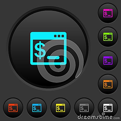 OS command terminal dark push buttons with color icons Stock Photo