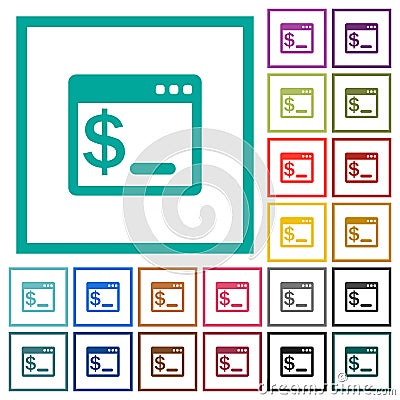 OS command terminal flat color icons with quadrant frames Stock Photo