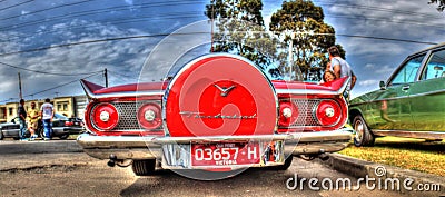 195Os Ford Thunderbird rear section Editorial Stock Photo