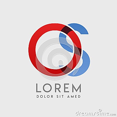 OS logo letters with blue and red gradation Vector Illustration