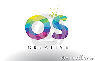 OS O S Colorful Letter Origami Triangles Design Vector. Vector Illustration