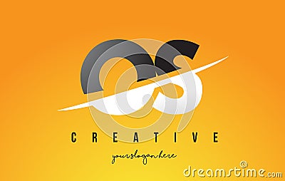 OS O S Letter Modern Logo Design with Yellow Background and Swoosh. Vector Illustration