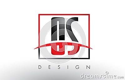 OS O S Logo Letters with Red and Black Colors and Swoosh. Vector Illustration