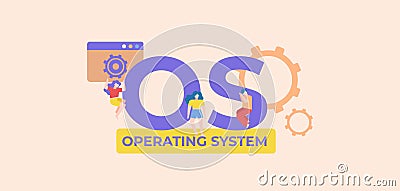 OS operating system. Advanced software technologies and coding web software digital graphic scripts. Vector Illustration