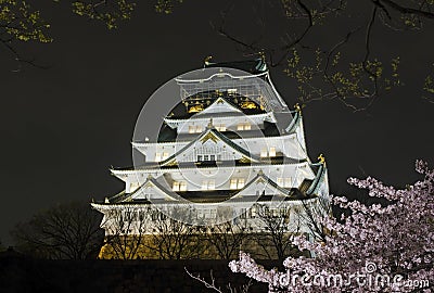 Osaka Castle Night View Stock Photo