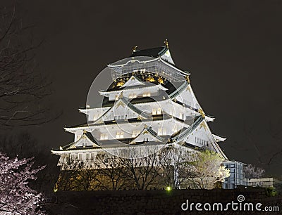 Osaka Castle Night View Stock Photo