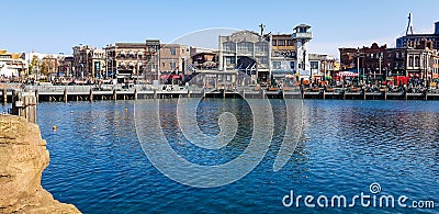 Osaka, Japan on April 9, 2019. A beautiful artificial lake in the middle of Universal Studios Japan area Editorial Stock Photo