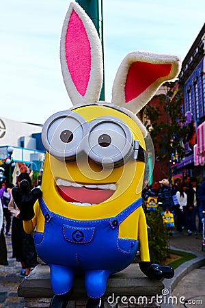 Close up of HAPPY MINION statue Editorial Stock Photo