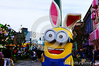 Close up of HAPPY MINION statue Editorial Stock Photo