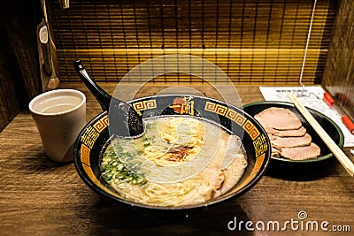 Famous Ichiran Ramen noodle restaurant in Osaka, Japan Editorial Stock Photo