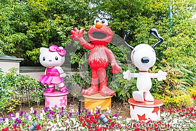 OSAKA, JAPAN - NOV 21 2016 : Elmo, Kitty and Snoopy in Halloween Editorial Stock Photo
