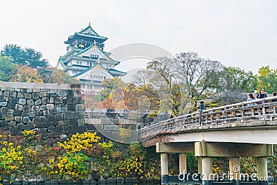 OSAKA, JAPAN - NOV 20 : Visitors crowded at Osaka Castle Park. I Editorial Stock Photo