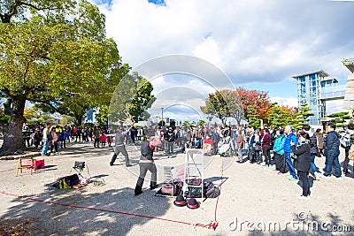 Osaka, Japan - November 17, 2017: Tourist visiting Osaka Castle Editorial Stock Photo