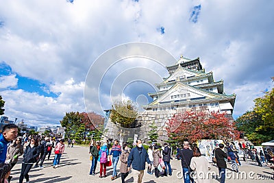 Osaka, Japan - November 17, 2017: Tourist visiting Osaka Castle Editorial Stock Photo