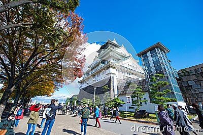 Osaka, Japan - November 17, 2017: Tourist visiting Osaka Castle Editorial Stock Photo