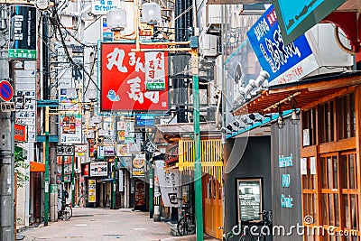 Higashi Umeda restaurant food street in Osaka, Japan Editorial Stock Photo