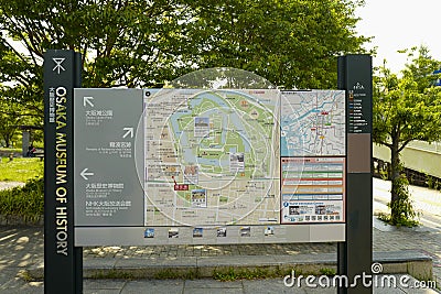 The map of Osaka major sightseeing spots. Osaka is a designated city in the Kansai region of Japan. And Osaka will host Expo 2025 Editorial Stock Photo