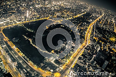 Osaka Night View from Abeno Harukas in Abeno Ward, Osaka, Japan. Stock Photo