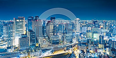 Osaka Night View from Umeda Sky Building in Kita Ward, Osaka, Japan. Stock Photo