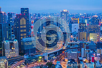 Osaka skyline view from Umeda sky tower in Japan Editorial Stock Photo