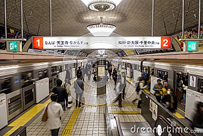 Osaka subway at rush hour Editorial Stock Photo