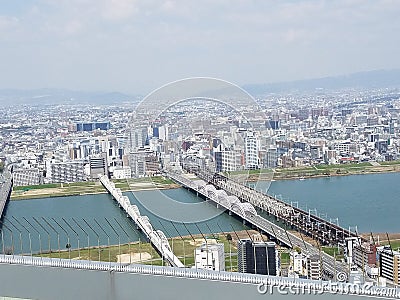 Osaka Umeda Sky Building view from the top. Editorial Stock Photo