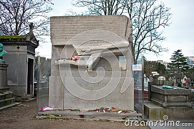 Oscar Wilde grave in Pere Lachaise graveyard in Paris France Editorial Stock Photo