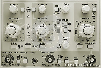 Oscilloscope knobs Stock Photo