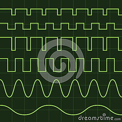 Oscilloscope screen editable lines Vector Illustration