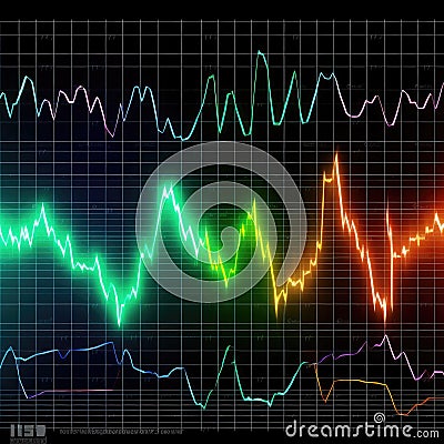 Oscilloscope waveform on its screen. Generative AI Stock Photo