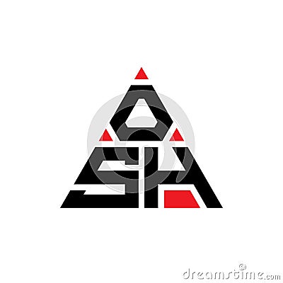OSH triangle letter logo design with triangle shape. OSH triangle logo design monogram. OSH triangle vector logo template with red Vector Illustration