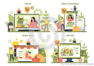 OSHA online service or platform on differernt device concept set. Vector Illustration