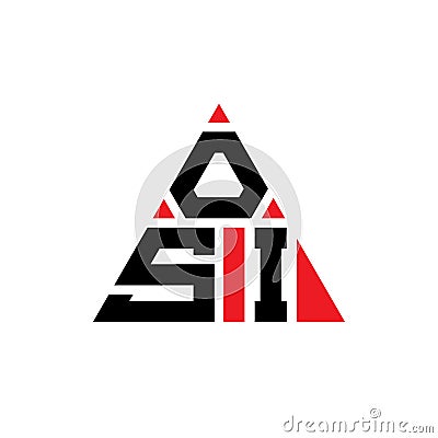 OSI triangle letter logo design with triangle shape. OSI triangle logo design monogram. OSI triangle vector logo template with red Vector Illustration