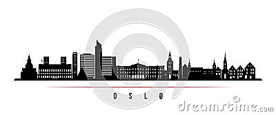 Oslo City skyline horizontal banner. Vector Illustration