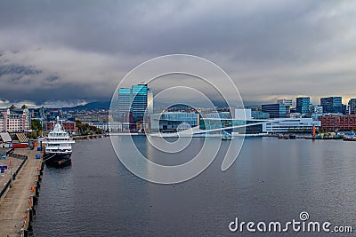 Oslo harbor seen from the Oslo ferry Editorial Stock Photo