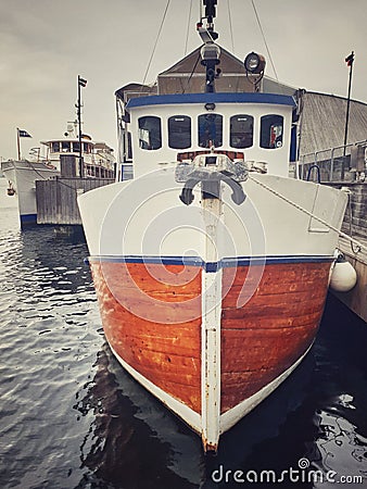 Oslo harbor ship, wood and steel boat Editorial Stock Photo