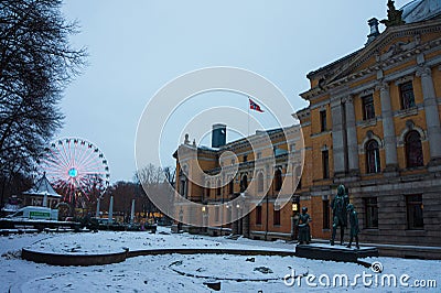 Oslo National theatre in Norway during winter period Editorial Stock Photo