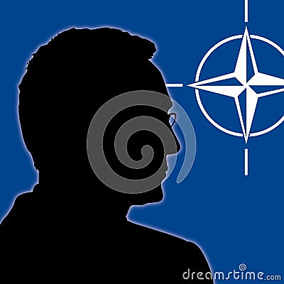 OSLO, NORWAY, JUNE 2017 - Jens Stoltenberg silhouette, secretary of the NATO, North Atlantic Treaty Organization Vector Illustration