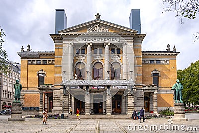 Oslo, Norway - National Theatre historic building - Nationaltheatret - at the Karl Johans Gate and Stortingsgata streets in city Editorial Stock Photo