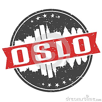 Oslo Norway Round Travel Stamp Icon Skyline City Design. Vector Seal Illustration Badge Clip Art. Vector Illustration