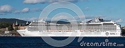OSLO, NORWAY - SEPTEMBER 7: MSC Magnifica is a Musica-class cruise ship operated by MSC Cruises. Editorial Stock Photo