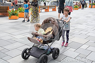 Oslo people enjoying on Aker Brygge Editorial Stock Photo