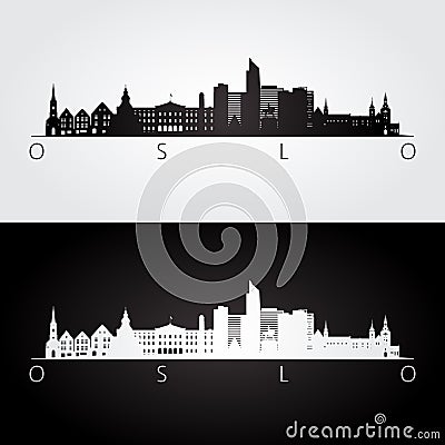 Oslo skyline and landmarks silhouette Vector Illustration