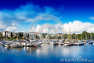 Oslo yacht club near coast background Stock Photo