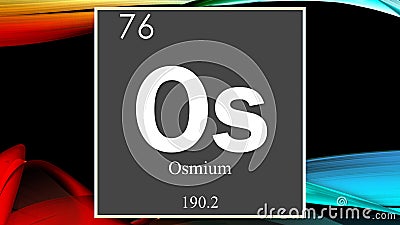 Osmium chemical element symbol on dark colored abstract background Stock Photo