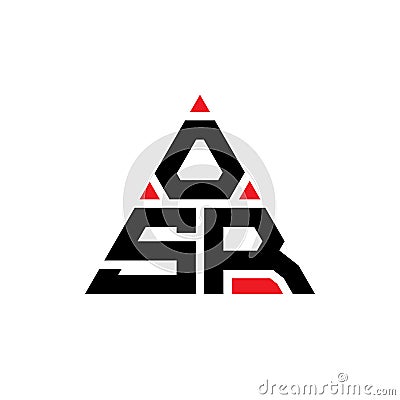 OSR triangle letter logo design with triangle shape. OSR triangle logo design monogram. OSR triangle vector logo template with red Vector Illustration
