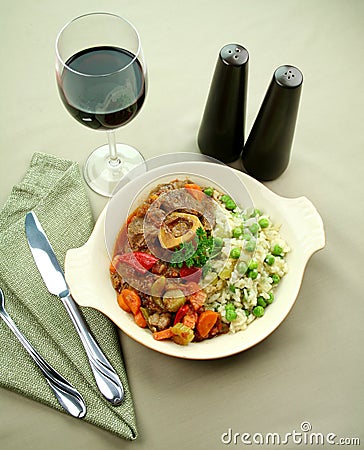 Osso Bucco And Rice Stock Photo